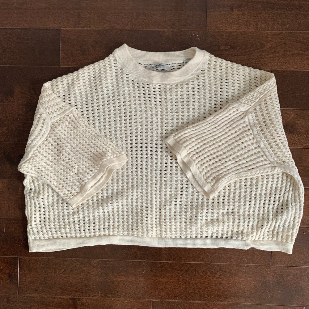 All Saints crosby cropped jumper merino wool cream